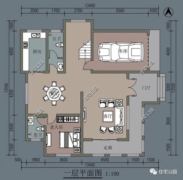 占地150平该如何设计农村别墅? 4室2厅还带车库, 这套户型就不错