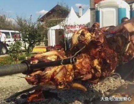 两个老外烤“全牛”, 在户外连续烤了两天, 整头牛面目全非