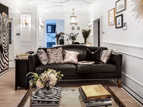 无窗客厅装修效果图 70平小三居暗厅装修设计