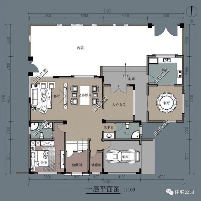 农村16x17米可建的现代别墅, 大院子养鸡鸭, 新中式装修被赞爆了