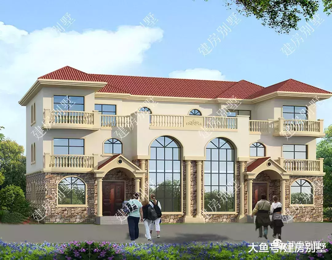 简单不失气派的农村双拼别墅, 第二栋配多窗, 漂亮采光好