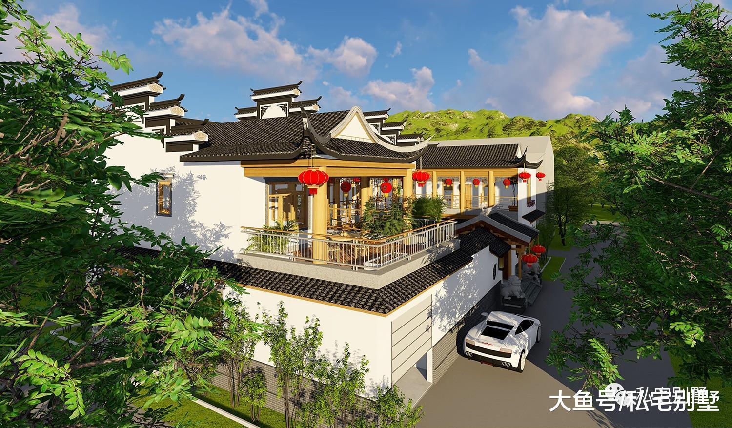 传承经典, 创新2019, 徽派两层三合园中式别墅户型你值得拥有
