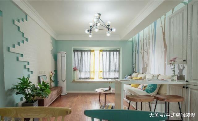 87平清新三居室, 装修将客厅地台加高50cm, 省下买沙发的钱