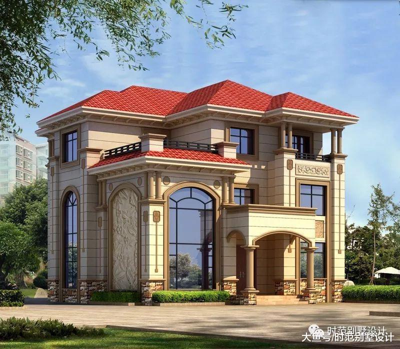 带棋牌室和书房的12X13米复式三层欧式别墅, 大气美观, 适合自建