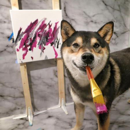 自己的狗粮自己赚! 柴犬画一幅画卖一千, 犬界毕卡索比你还会画
