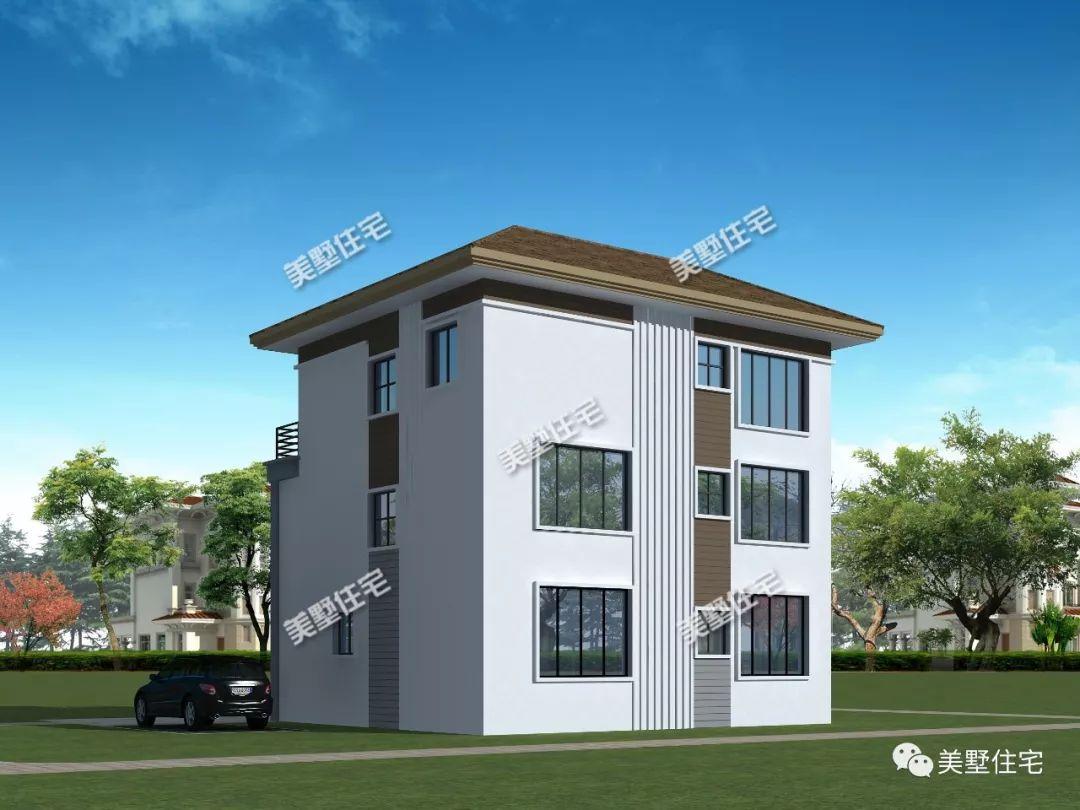 12X11米现代风美墅, 清爽简约, 建一栋有面儿又有范儿