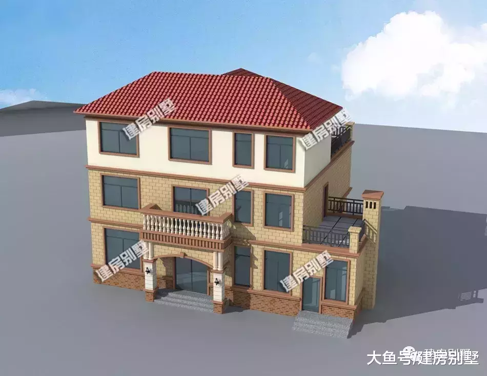 16.2×12.2米农村别墅, 带门面设计, 能带来财运的旺宅