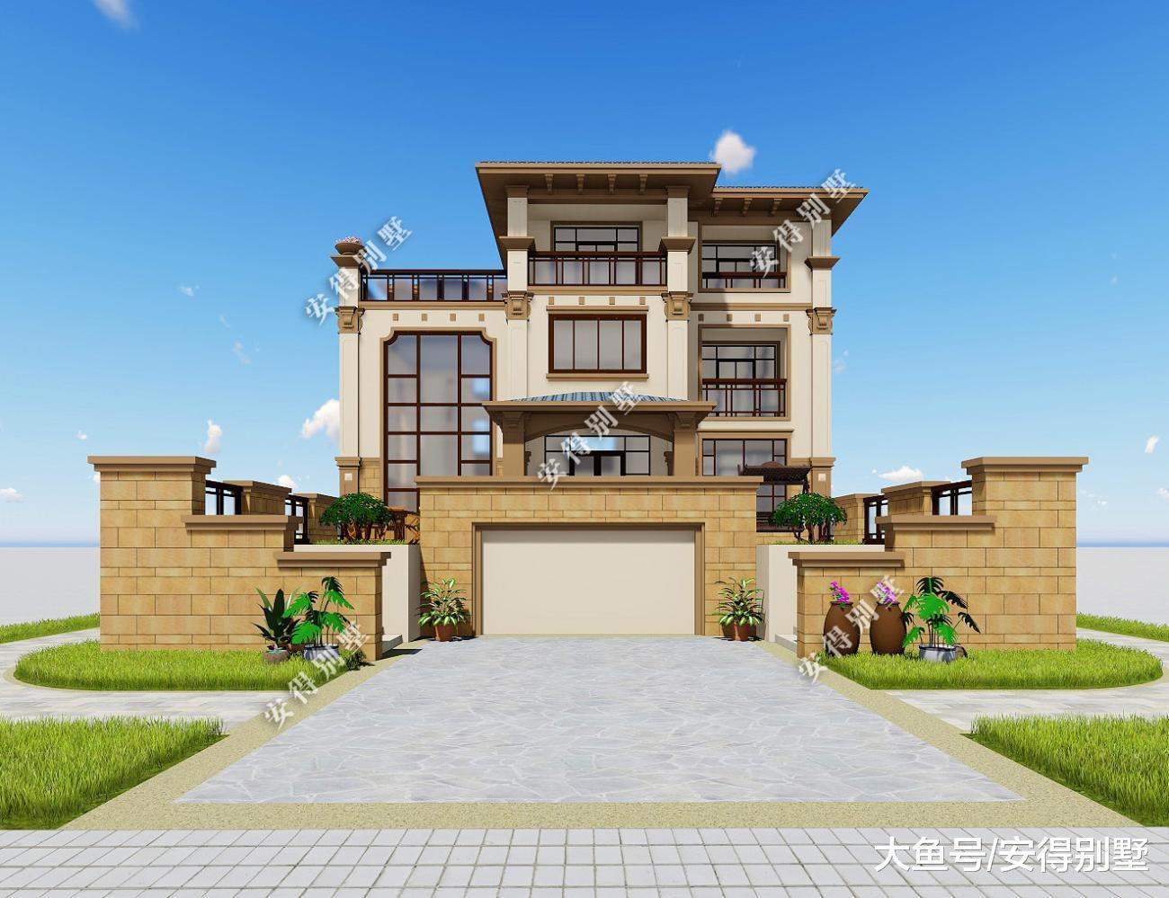 农村自建8套精品别墅设计图纸, 有中式欧式现代的, 有楼中楼大露台带车库的