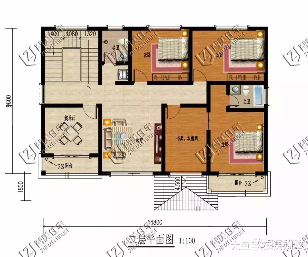 两栋四开间设计的农村自建房, 第二栋带车库和独立厨房