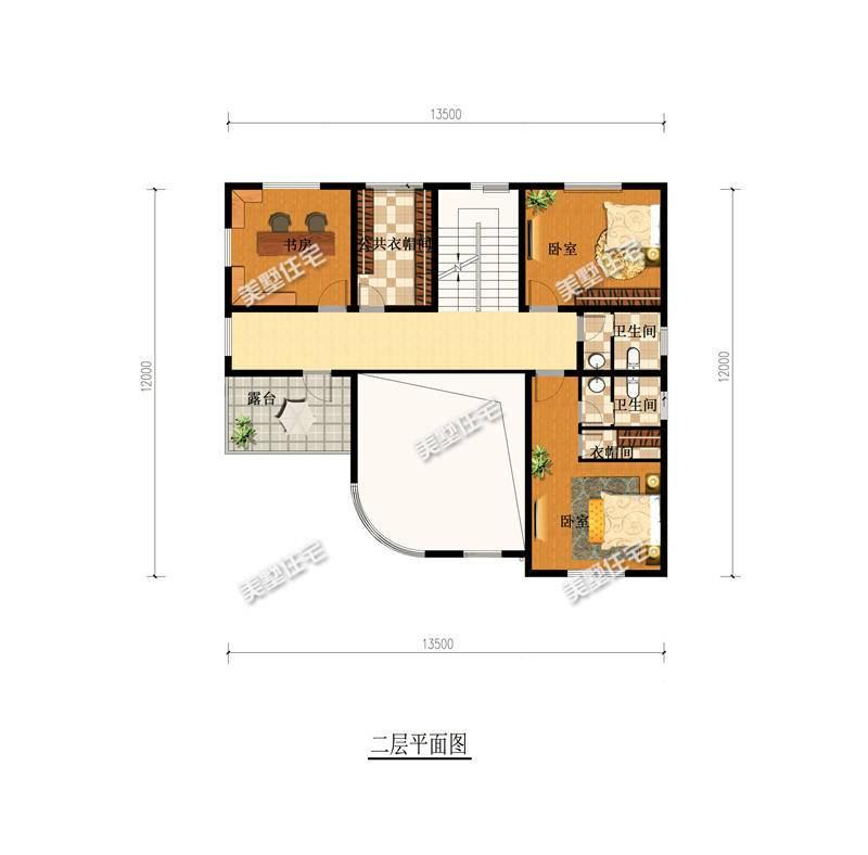 13.5X12米三层农村别墅, 造型新颖, 带车库加大露台!