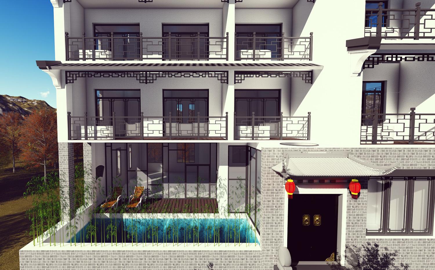 海南94万农村别墅四层带电梯, 泳池露台也不少, 豪宅还是中式漂亮