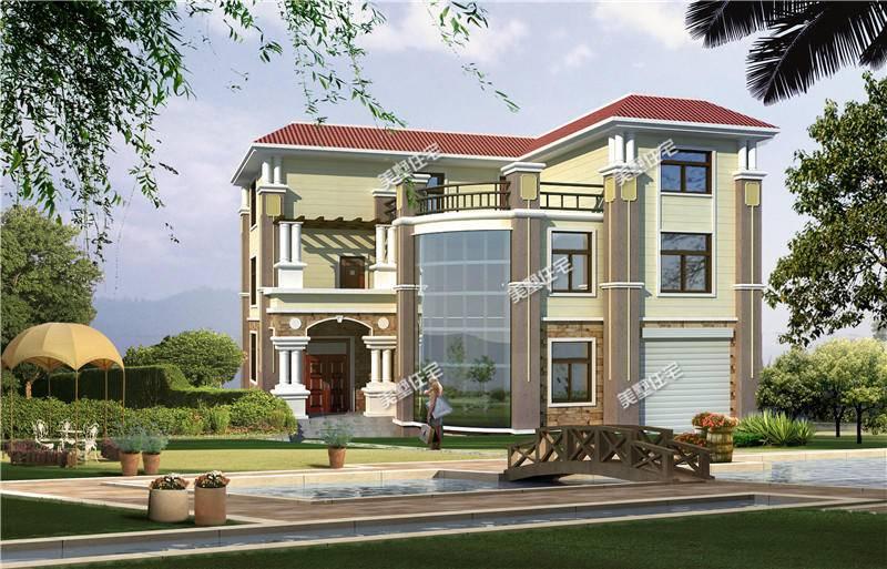 13.5X12米三层农村别墅, 造型新颖, 带车库加大露台!