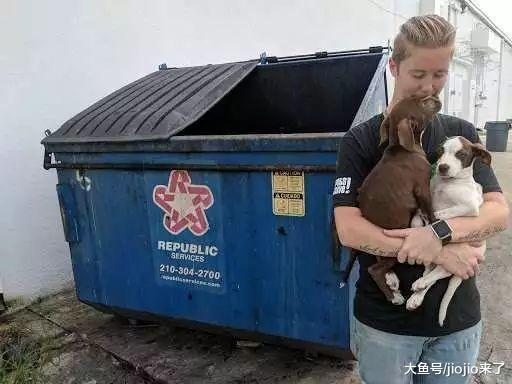 残忍主人把两只狗狗丢进垃圾箱, 当人们来救时, 它们开心的摇尾巴