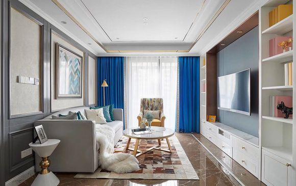 105㎡现代简约与美式风格混搭, 开放式厨房设计, 儿童房很漂亮