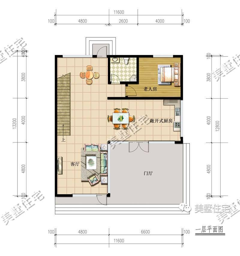 11X12米现代两层别墅, 老人房+玻璃屋顶, 28万搞定!