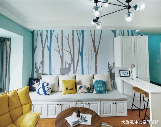 87平清新三居室, 装修将客厅地台加高50cm, 省下买沙发的钱