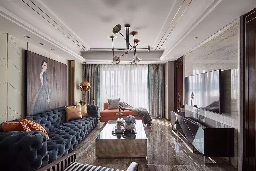 木质+大理石, 电视墙这样装, 显高档!