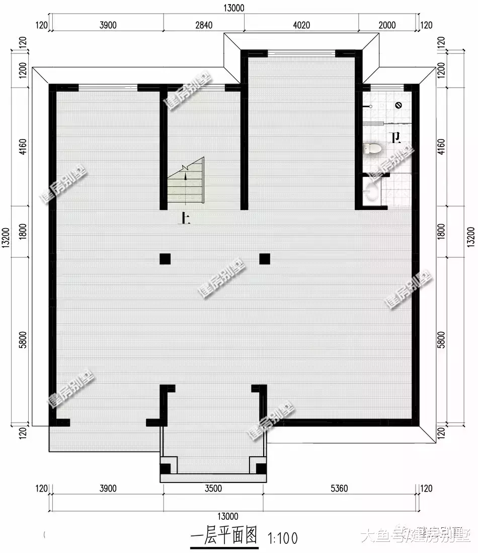 开间13米的四层农村自建房, 第二栋带架空层, 当车库用