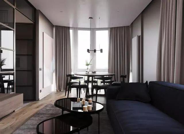 71平米极简风格小公寓做成深色调 档次一下子提高了