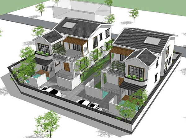 可双拼可单建, 小开间新中式别墅一样气派! 新颖造型布局实用, 无需借钱也能建