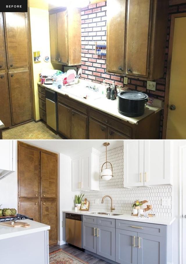 小夫妻爆改8平米老厨房, 太聪明了! 看起来跟80平样, 变大又实用