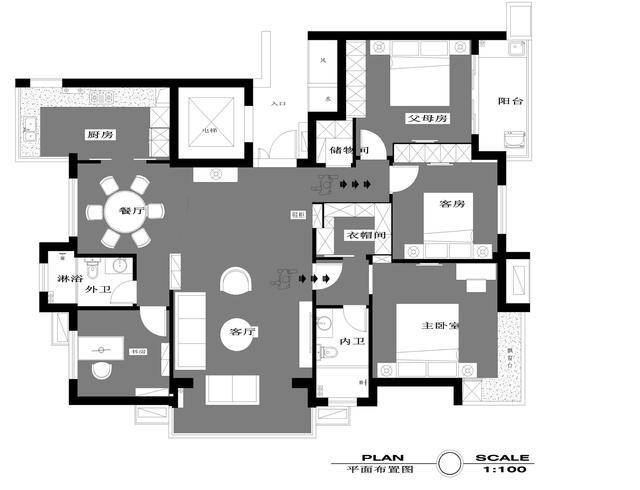 130㎡新中式风格, 高级黑白灰, 客厅和卧室设计真是让人赞不绝口