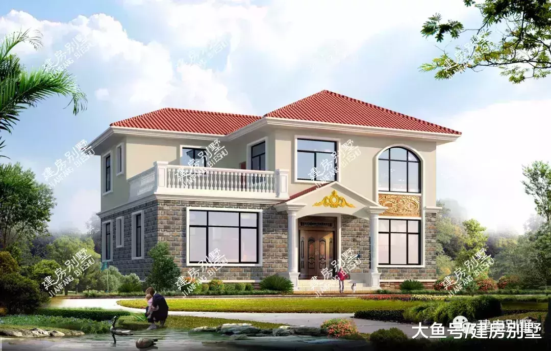 两栋带露台的别墅户型, 毛坯造价都在23万左右, 很实用