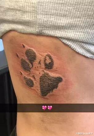 爱犬去世, 年轻少女为寄托哀思, 竟把它的骨灰纹到了自己身上……