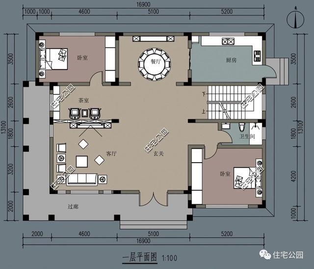 6室3厅有茶室有书房, 建这样的农村户型才是真享受