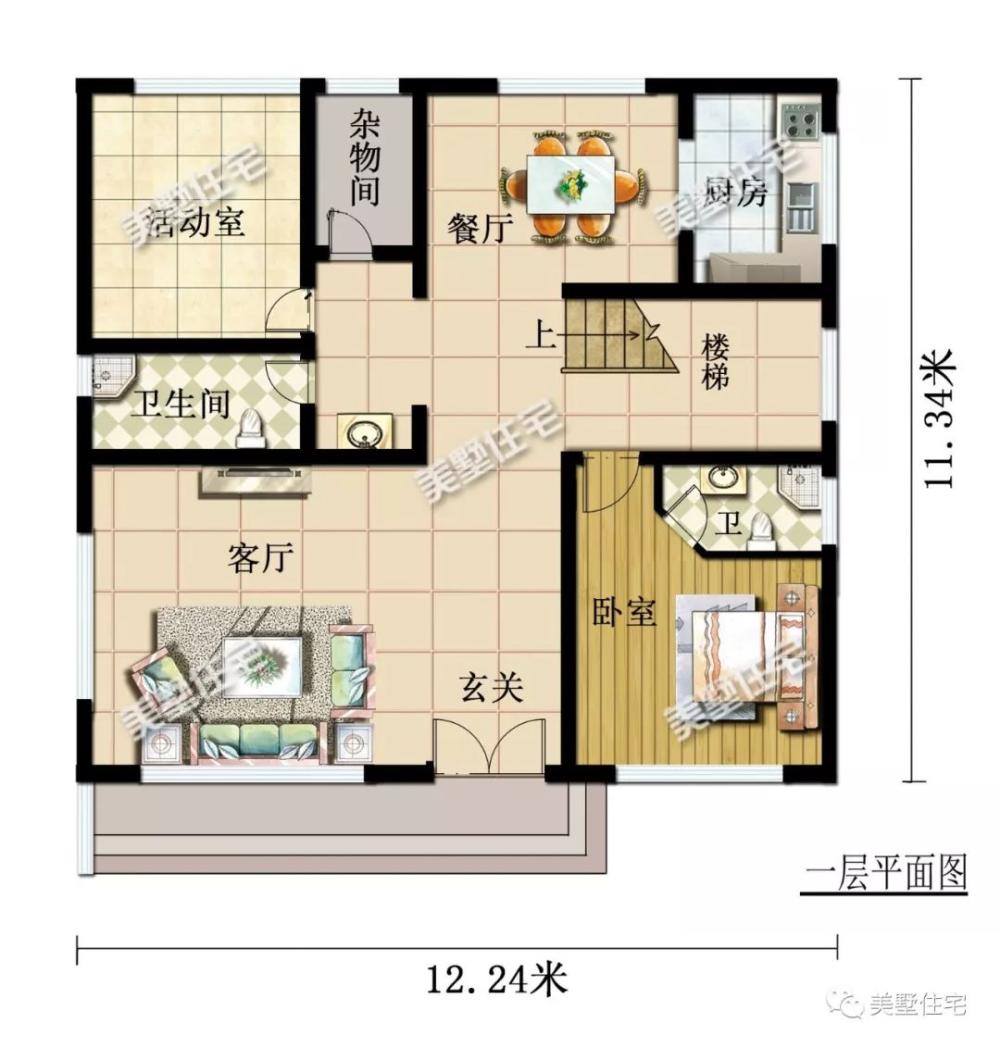 12X11米现代风美墅, 清爽简约, 建一栋有面儿又有范儿