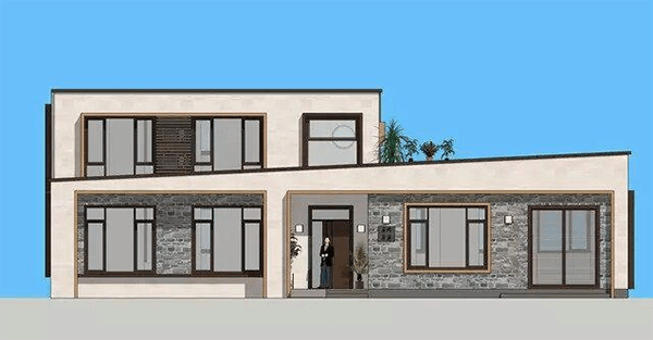 气场两米八! 平顶现代风别墅, 简约不简单, 大菜园大庭院观景池葡萄架, 太接地气