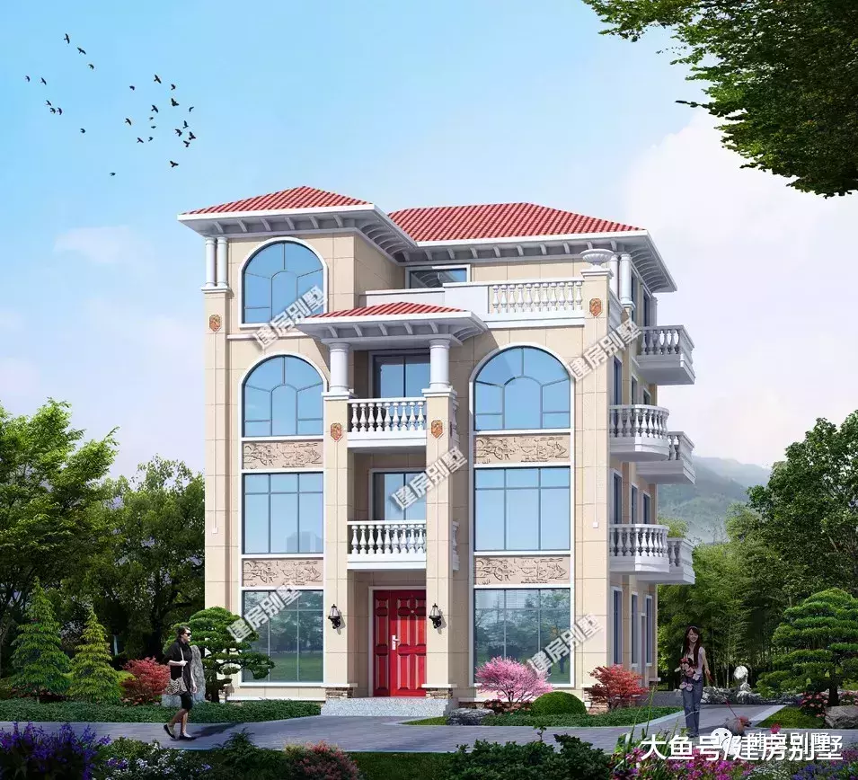 开间相近的两栋四层别墅, 建高层住宅视野开阔, 给全家人长脸