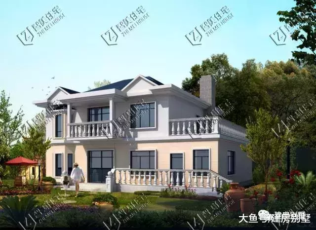 面宽14米左右的两层自建房, 第二栋有7个卧室, 大家庭也能住