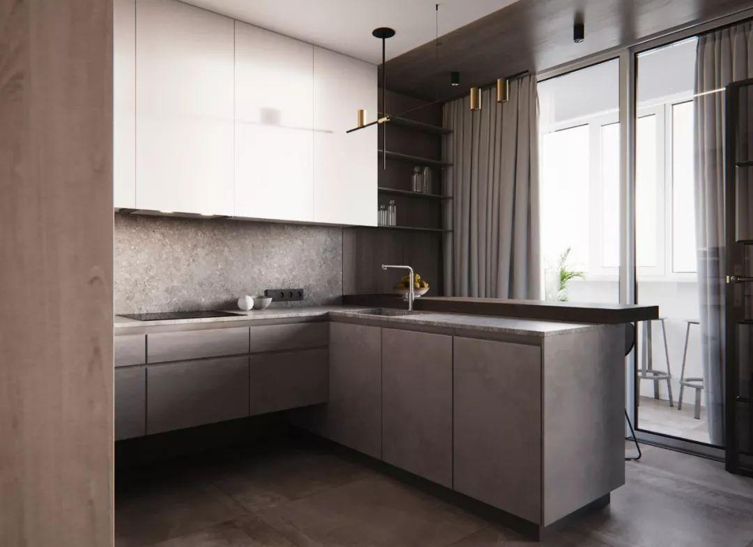 71平米极简风格小公寓做成深色调 档次一下子提高了