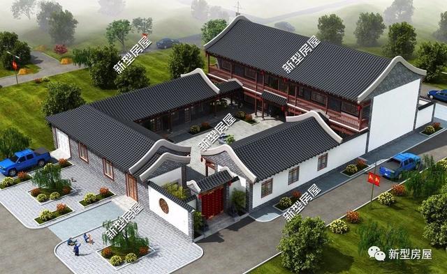 农村建房就选中式, 5套中式户型有庭有院, 随便秒掉小洋楼