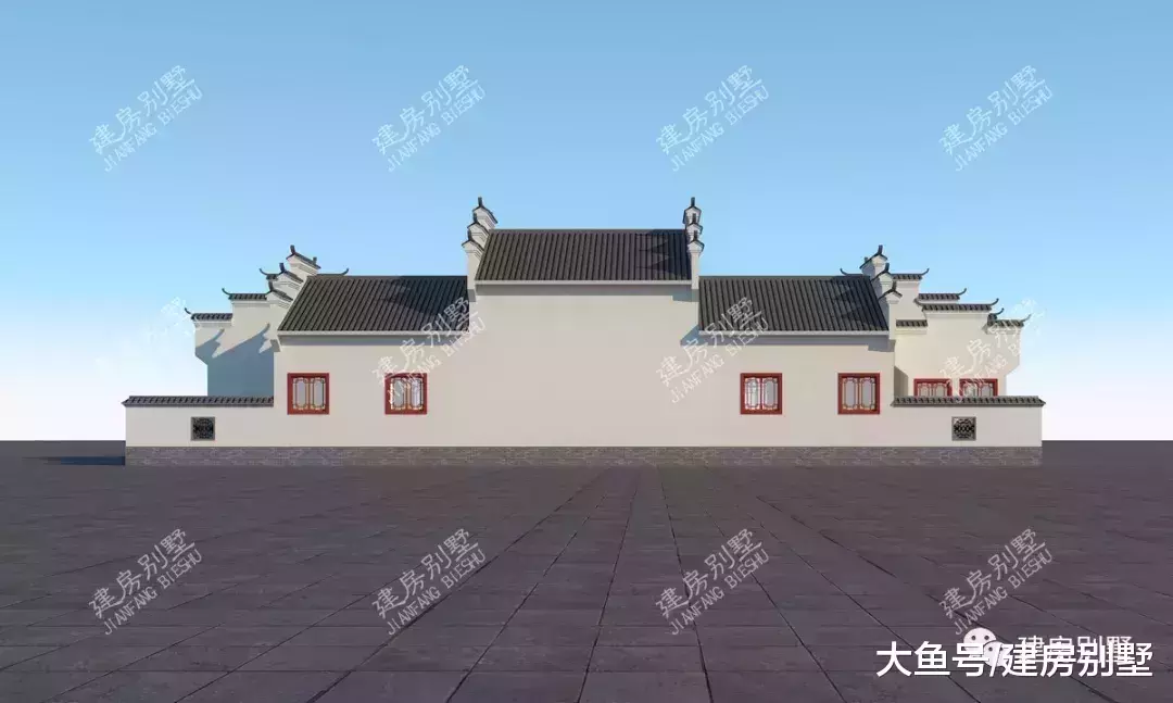 白墙黛瓦的中式三合院别墅, 色调简单更耐看, 传承意义大