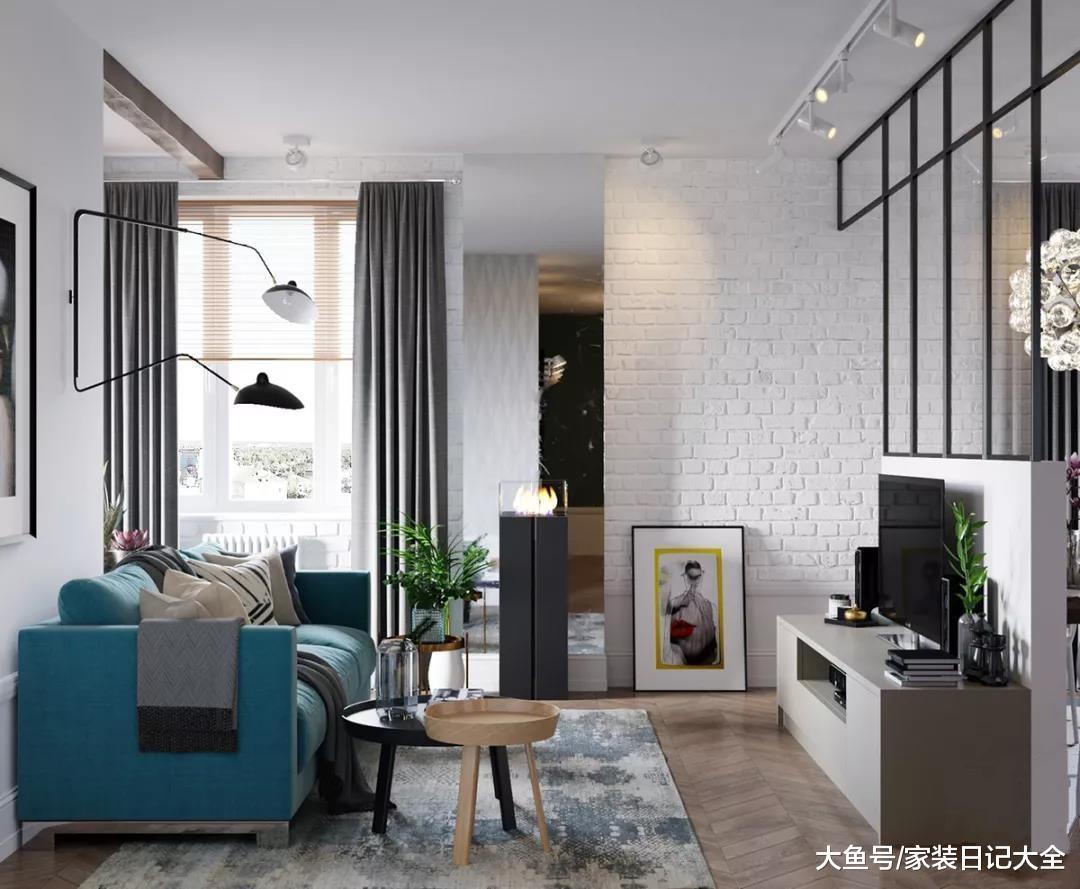 他用半墙加玻璃隔断客厅与餐厅, 92㎡三室两厅设计超赞!