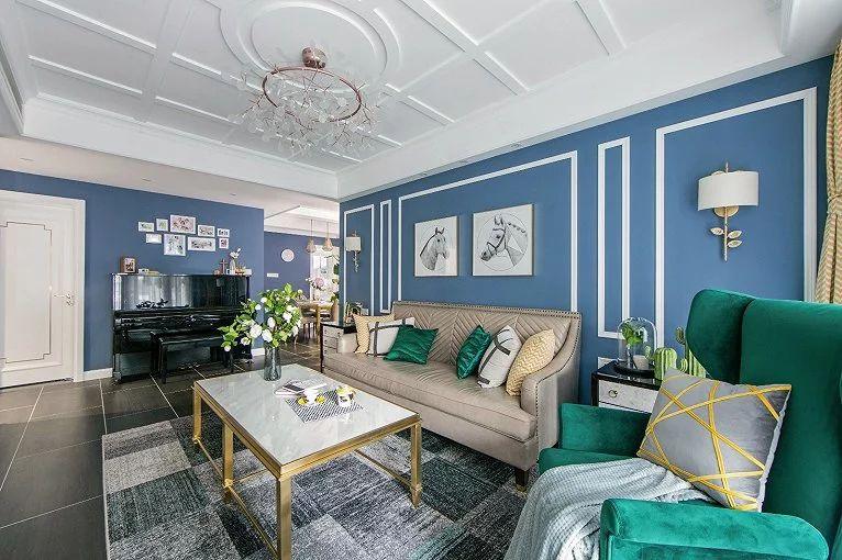 只是把沙发墙刷成蓝色, 125㎡三居走红小区, 朋友踏破门槛来参观!