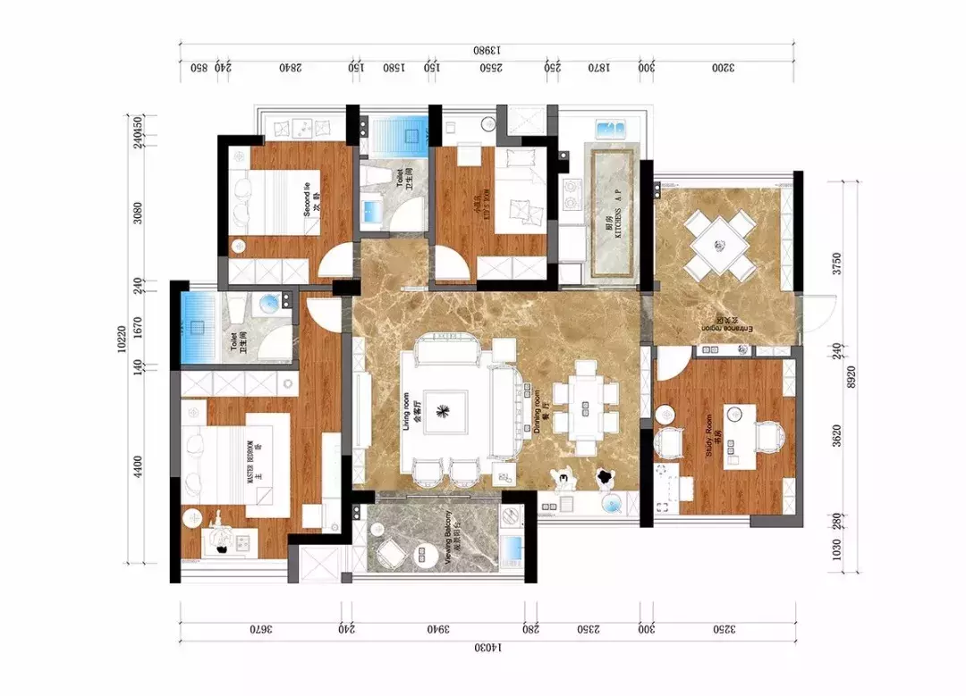 135平的中式风四居室, 爱上了这些红棕木色的家具