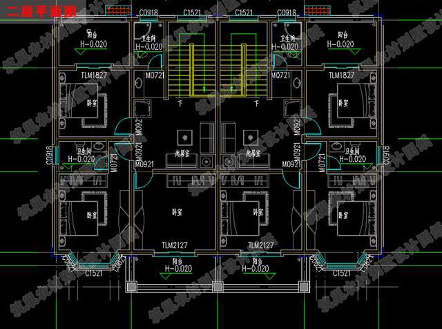 11月上新二层双拼别墅户型全套施工图17×13带双阳台, 预算约35万