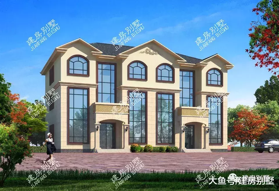 简单不失气派的农村双拼别墅, 第二栋配多窗, 漂亮采光好