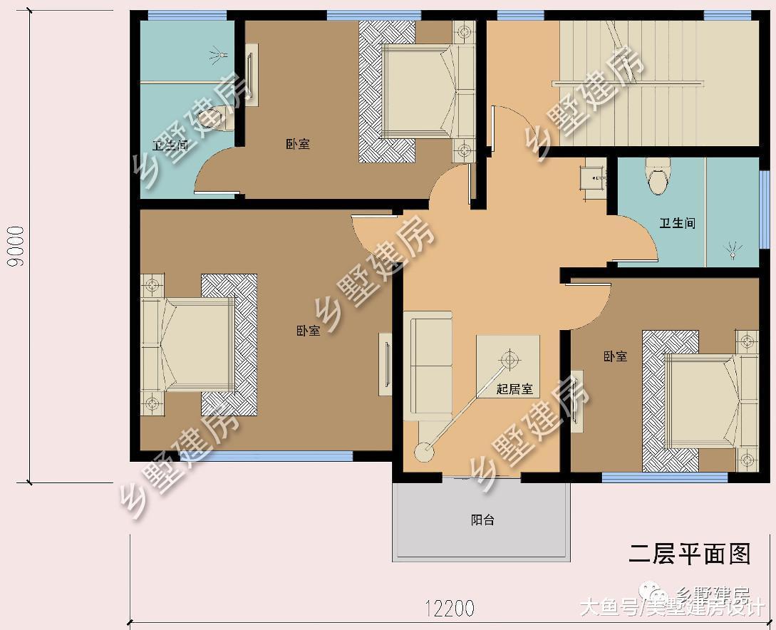 茶室+双露台完美设计! 这款12X9米的农村小别墅实在太美了!