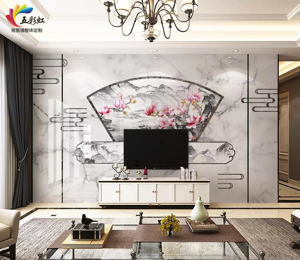 渗墨大板搭配金属线条电视背景墙, 不一样的视觉效果!