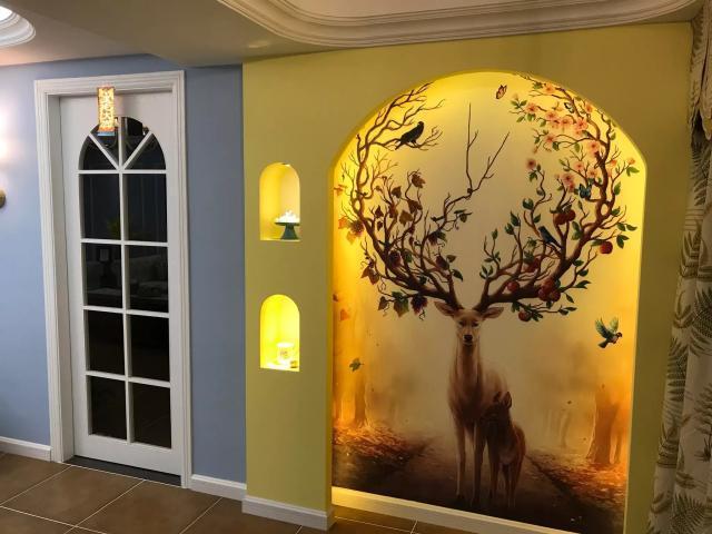 参观朋友家的新房, 玄关背景墙的设计我给满分