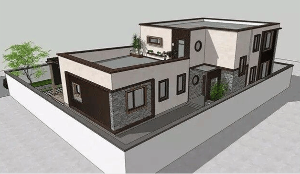 气场两米八! 平顶现代风别墅, 简约不简单, 大菜园大庭院观景池葡萄架, 太接地气