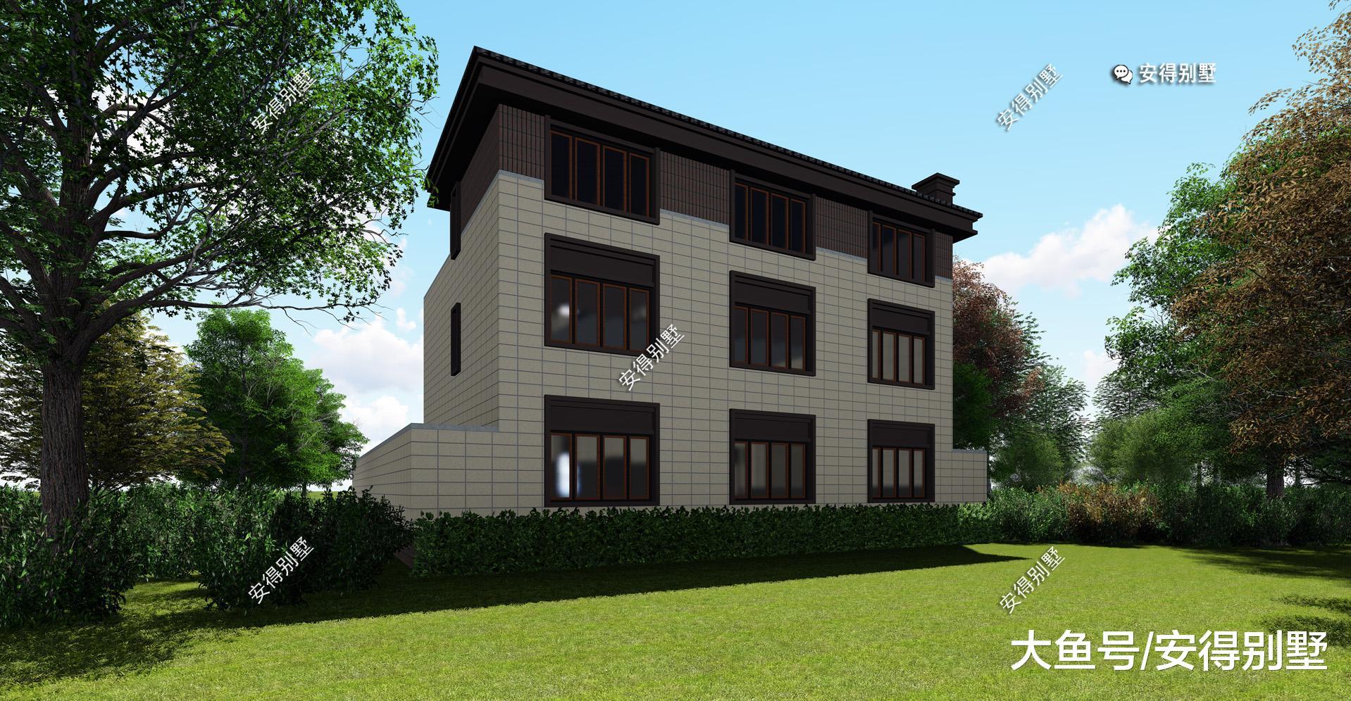 造价40万的3层自建别墅, 占地13.2*10米新中式别墅, 建筑大气且易施工!