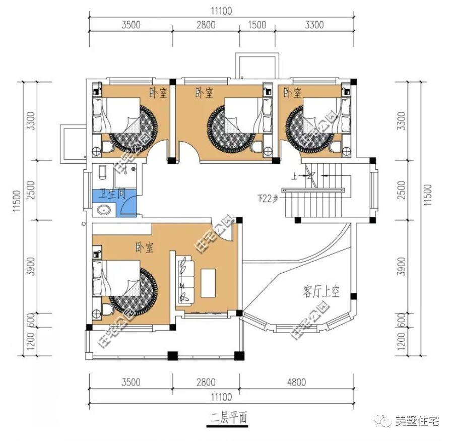 6款开间12米农村别墅, 户型方正布局合理, 看你喜欢哪套?
