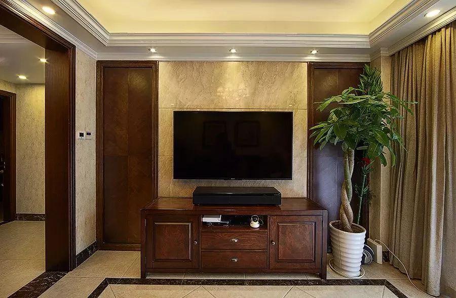木质+大理石, 电视墙这样装, 显高档!