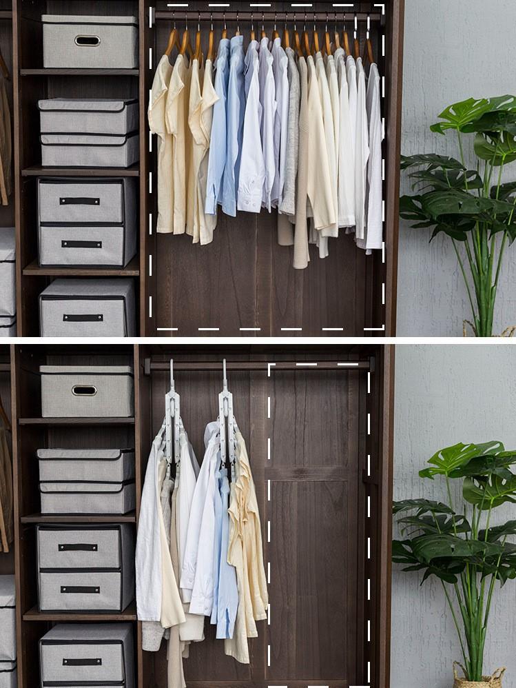 这衣架太牛了, 一个顶8个, 一秒收衣服, 折一下就好!