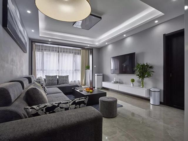 138平的现代简约风三居室, 黑白灰的客餐厅好帅气!